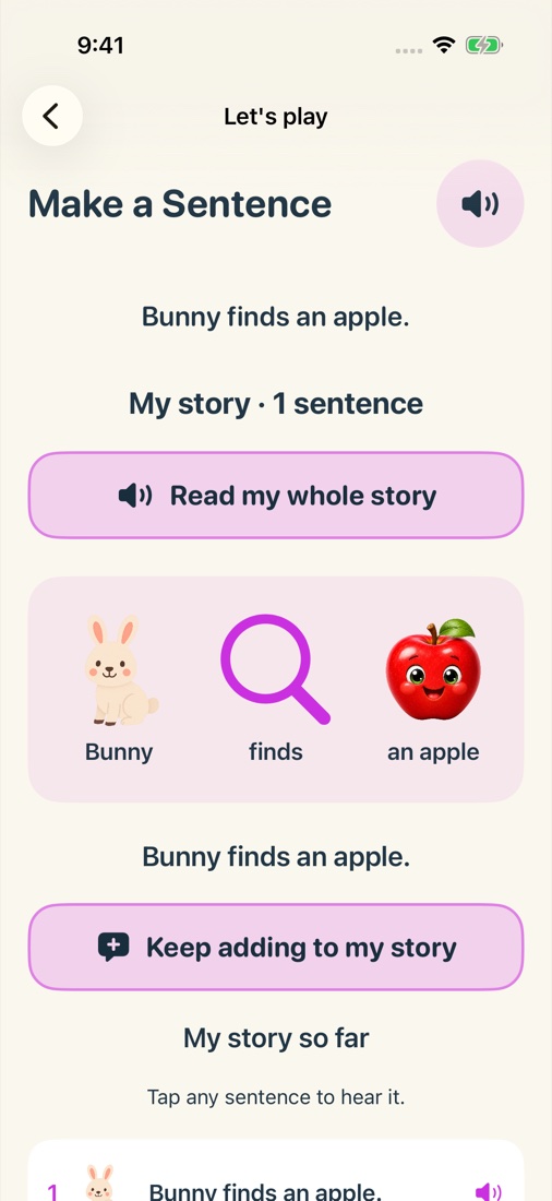 Story Time: an actual Learning Lab Jr. game screen